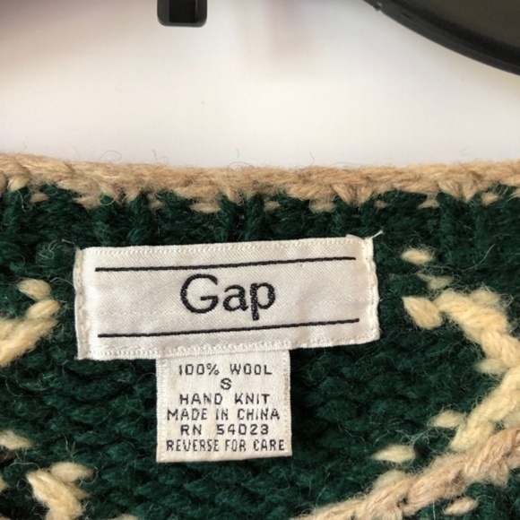 Vintage Gap 100% Wool Chunky Hand Knit Sweater Vtg - Picture 3 of 4